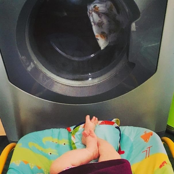 In Need Of A Little Bit Of Hands Free Time? Place Your Baby In Front Of The Washing Machine For A Whole New World Of Entertainment