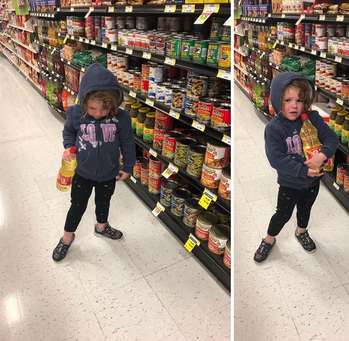 Why Is She Upset? Because She Can’t Have The Corn Oil That She Is Convinced Is Apple Juice