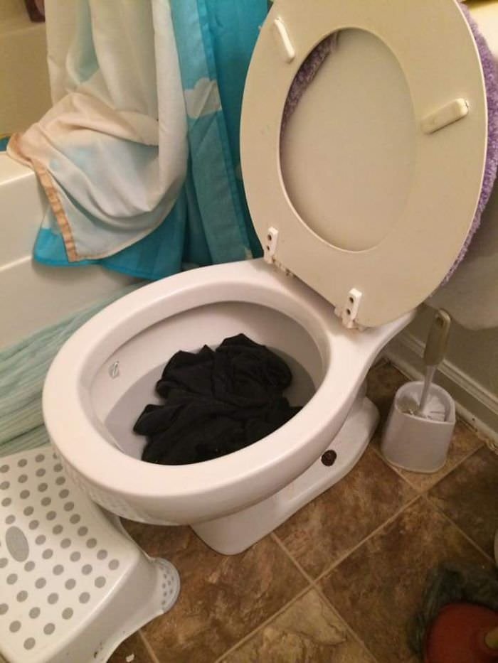 When You Find Your Pants In The Toilet After Asking Your Toddler To Help You With Laundry