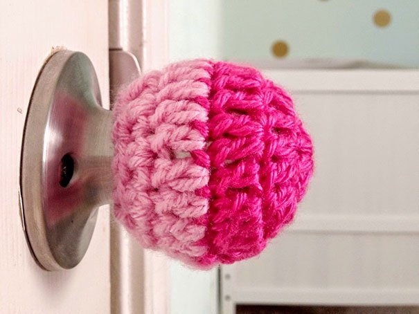 Knit A Childproof Door Knob Cover To Avoid Getting Locked Out Or To Keep Children Away Of Entering Certain Rooms