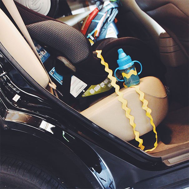Attach A Sippy Cup To Your Kid’s Car Seat. This Way You Won