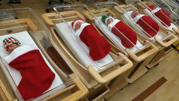 Babies Born In The Festive Period Are Wrapped Up In Christmas Stockings