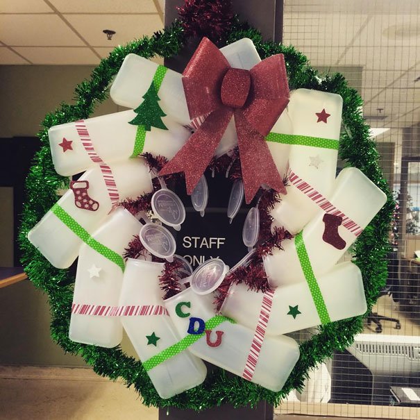 Christmas At The Hospital... A Wreath Made Of Urinals