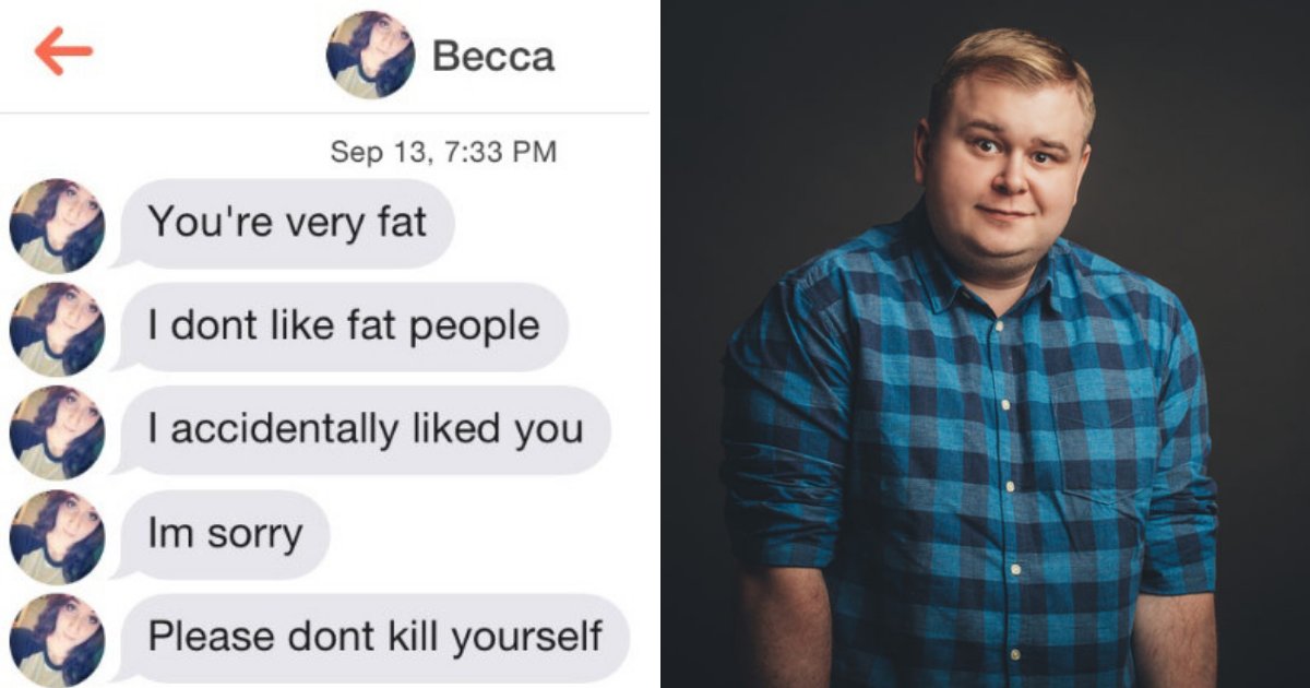 untitled design 27.png?resize=1200,630 - Guy Responds To Rude Tinder Girl Who Fat-Shamed Him After Accidentally Liking His Profile