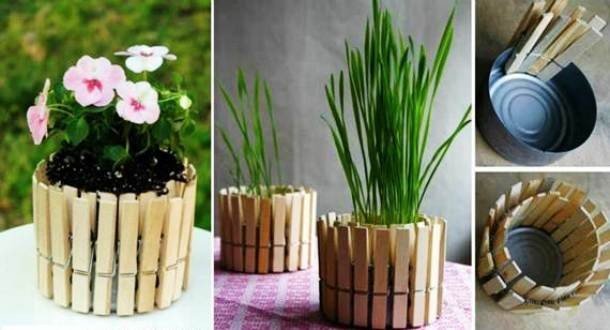 www socreativethings com planters from clothespins 1 610x330.jpg?resize=1200,630 - 20 Creative DIY Project Ideas