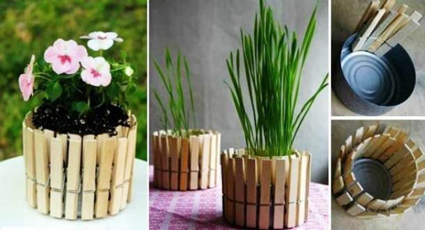 www socreativethings com planters from clothespins 1 610x330.jpg?resize=412,232 - 20 Creative DIY Project Ideas