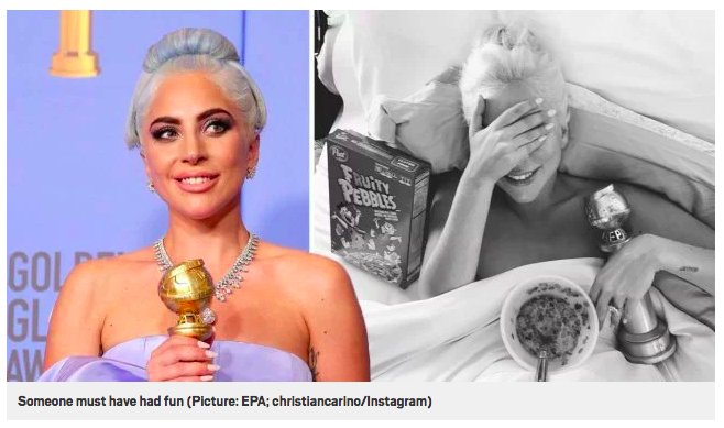 img 5c33ae9937196.png?resize=1200,630 - Lady Gaga prouve qu'elle a bien célébré la victoire des Golden Globes avec une photo au réveil