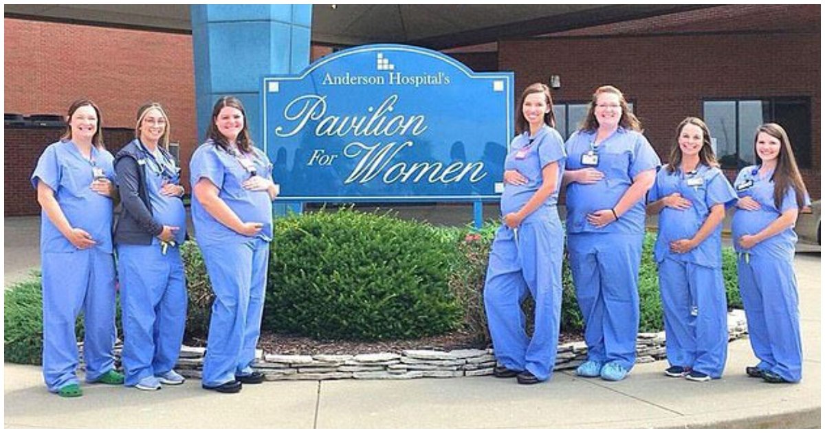pregnant 1.jpg?resize=1200,630 - Hospital In Illinois Shared A Photo Of 7 Pregnant Nurses That All Work In The Same Department