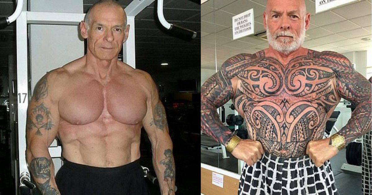 y4.png?resize=1200,630 - Un bodybuilder de 61 ans recouvre tout son corps en tatouages, y compris ses parties intimes