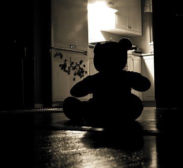 Teddy Bear, Silhouette, Evil, Night