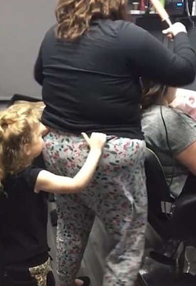 A Young Toddler Pulled Down Her Aunt's Pants and Rolled Down on The