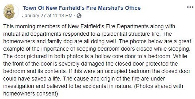 Warning: They explained that having the door shut could be what saves someone from a fire, especially if a child is sleeping through it