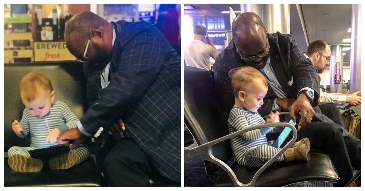 stranger.jpg?resize=412,275 - Dad Notices Stranger Befriending His Baby Daughter At Airport And Makes A Post About It That Goes Viral
