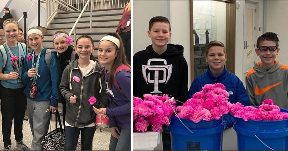 y1 9.png?resize=1200,630 - Trois collégiens ont acheté des fleurs pour chacunes des filles et femmes de leur école pour la Saint-Valentin