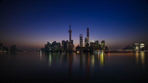 Shanghai, City, Night, Lights