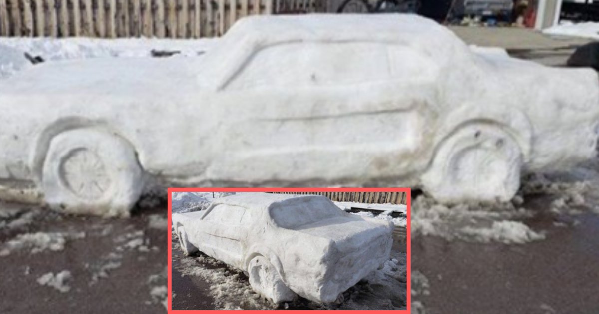 d3 11.png?resize=412,275 - A Family Builds Lifelike Ford Mustang Out of Snow and Gets a Ticket For It