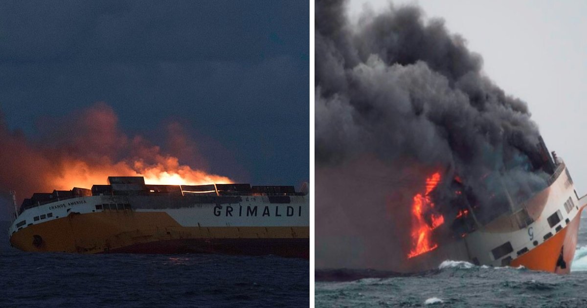 featured image 45.png?resize=1200,630 - Un navire italien transportant 2 000 voitures prend feu et coule dans l'océan Atlantique