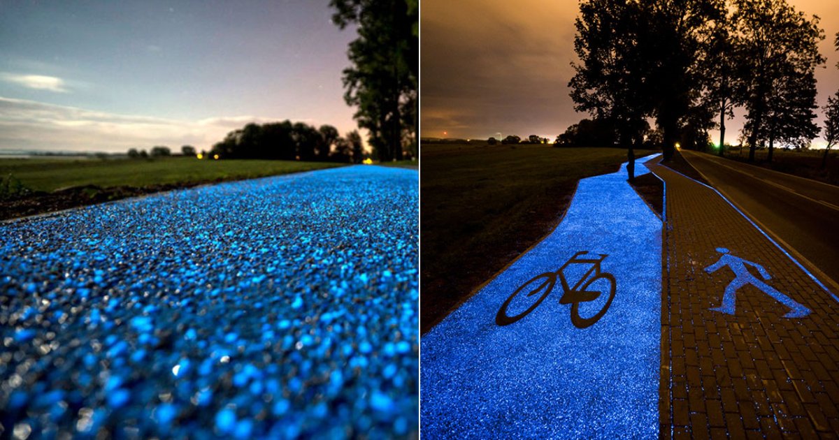 glow in dark path.png?resize=412,232 - Poland Revealed A 'Glow-In-The-Dark Bicycle Pathway' That Is Charged By The Sun