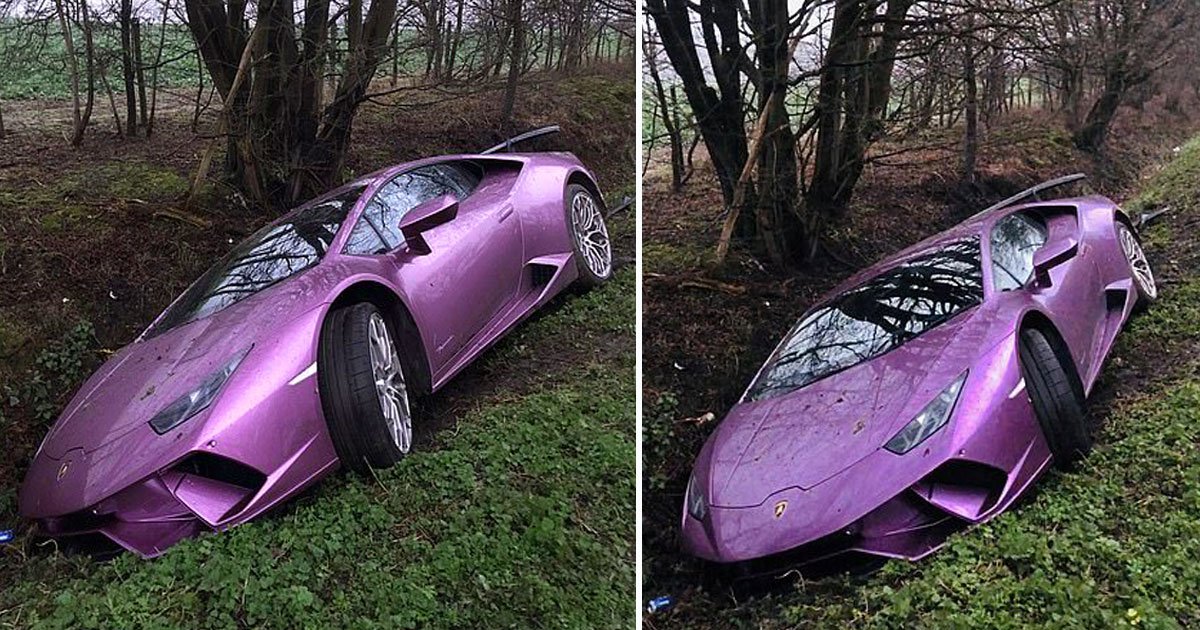 man crashes car.jpg?resize=1200,630 - A Londres, un homme détruit sa Lamborghini en fonçant dans un fossé !