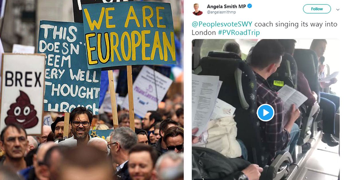 pro brexit sings.jpg?resize=412,232 - Pro-Brexit Protesters Sing On A Bus On The Way To People's Vote March In London