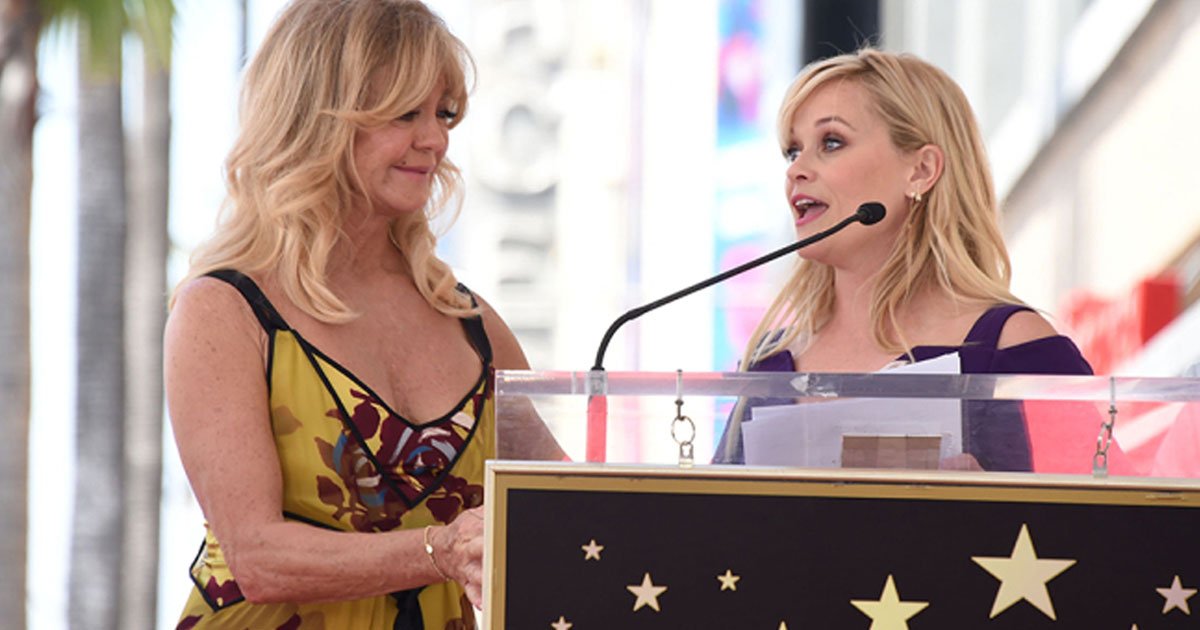 she gave a touching speech recalling how hawn has influenced her in so many ways over the years.jpg?resize=412,275 - Reese Witherspoon Tears Up At Goldie Hawn's Hollywood Walk Of Fame Ceremony