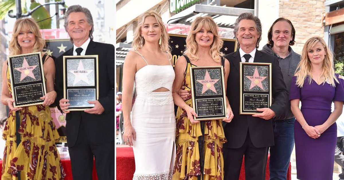 stars goldie hawn kurt.jpg?resize=412,232 - Kurt Russell And Goldie Hawn Received Stars During A Double Hollywood Walk Of Fame Ceremony