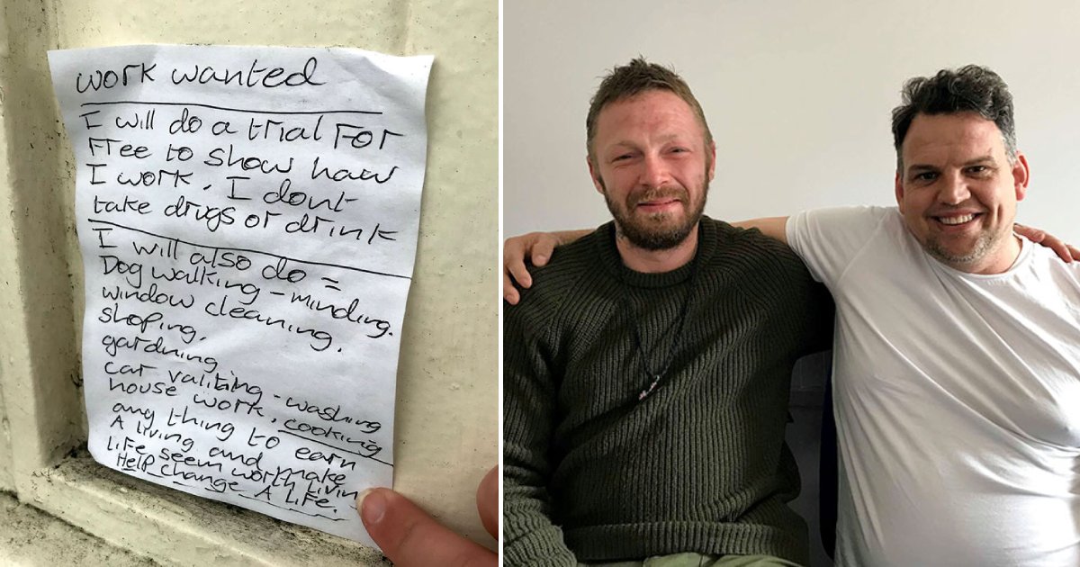 teen helps homeless man.png?resize=1200,630 - Homeless Man Wrote A Note Saying He Could Work For Free Then Teen Helped Him Find A Job
