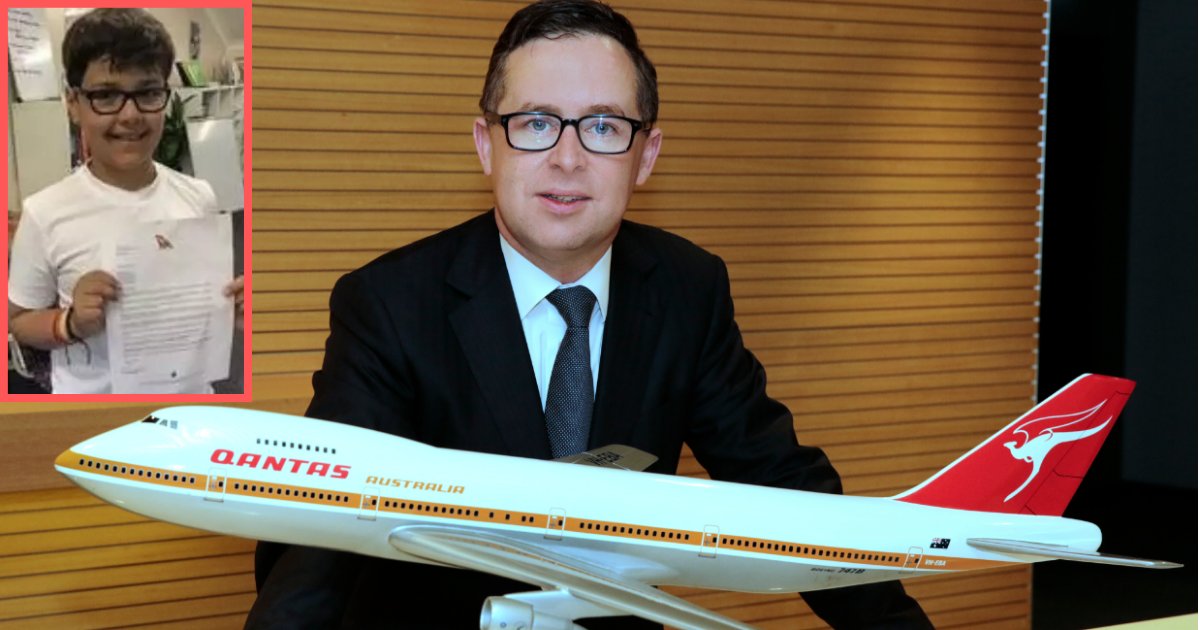 y3 7.png?resize=1200,630 - Un garçon de 10 ans a écrit une lettre au PDG de la compagnie aérienne Qantas et est devenue virale