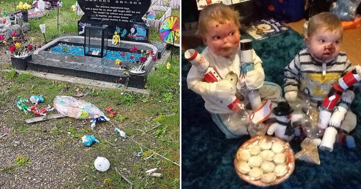 brothers4.png?resize=1200,630 - Mother Torn After Thugs Vandalized Grave Of Two Little Brothers Who Died From A Rare Illness