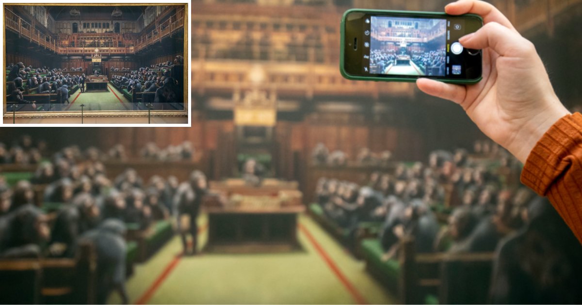 s1.png?resize=1200,630 - Artist Created A Painting of Ministers Replaced With Apes, Sitting In Parliament and Was Exhibited to Mark Brexit Day