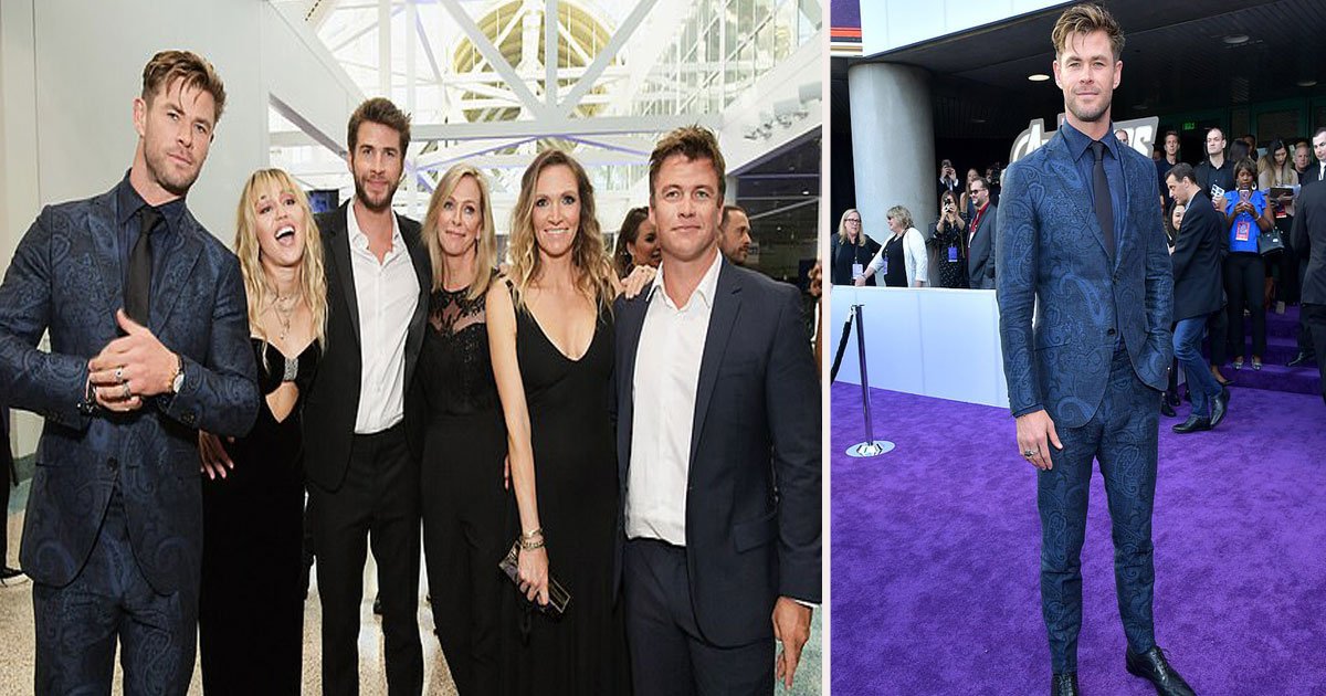 untitled 1 65.jpg?resize=1200,630 - Liam Hemsworth a assisté à la première du film Avengers avec ses frères et sa femme Miley Cyrus