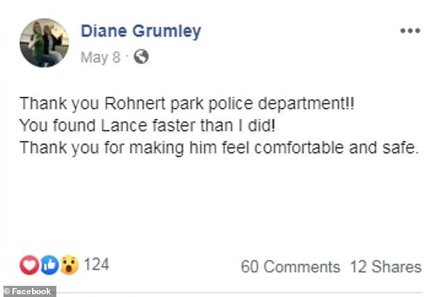 Dina Grumley thanks the Rohnert Park Police Department for finding her son, who went missing earlier that morning