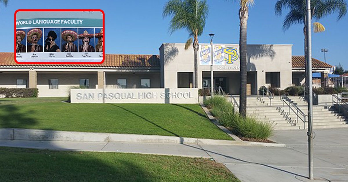 california school apologized for yearbook photos of foreign language teachers wearing sombreros and fake mustaches.jpg?resize=412,275 - Foreign Language Teachers Slammed For Wearing Sombreros And Fake Mustaches In The Yearbook Photos