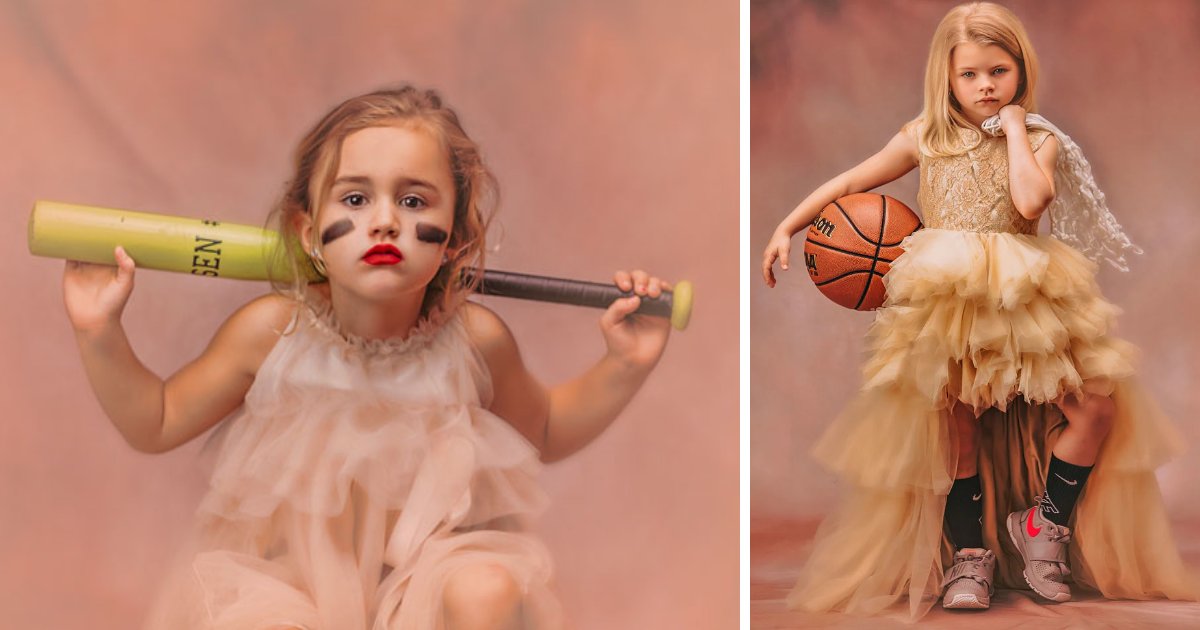 featured image 3.png?resize=412,275 - Mom's Thought-Provoking Photoshoot Of 'Girly' Girls With Athletic Items To Shatter Gender Stereotypes