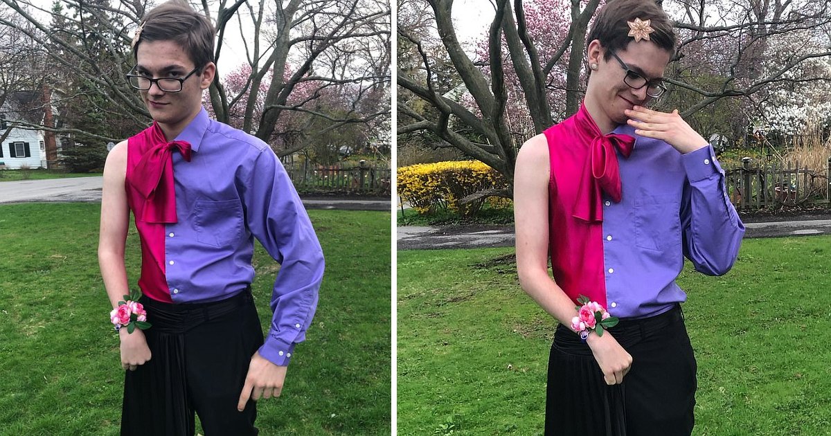 featured image 7.png?resize=412,232 - Dateless 16-Year-Old Took HIMSELF To School Prom Wearing Half-Suit Half-Dress