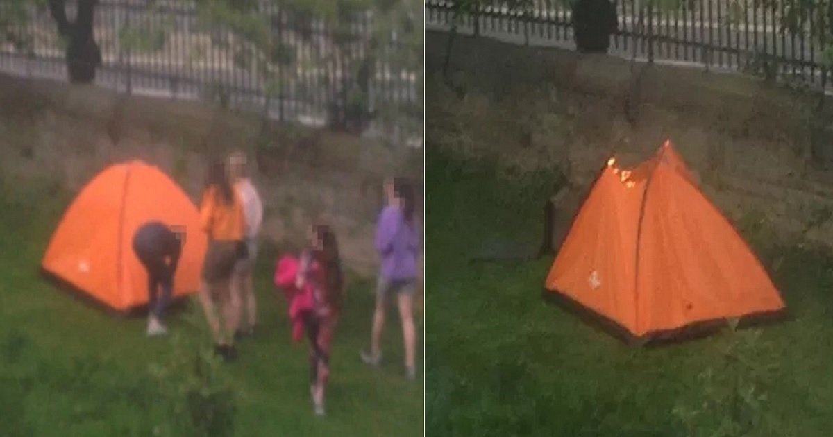 h3 1.jpg?resize=412,275 - Heartless Kids Set Homeless Man's Tent On Fire As They Laughed And Threw Rocks At Him