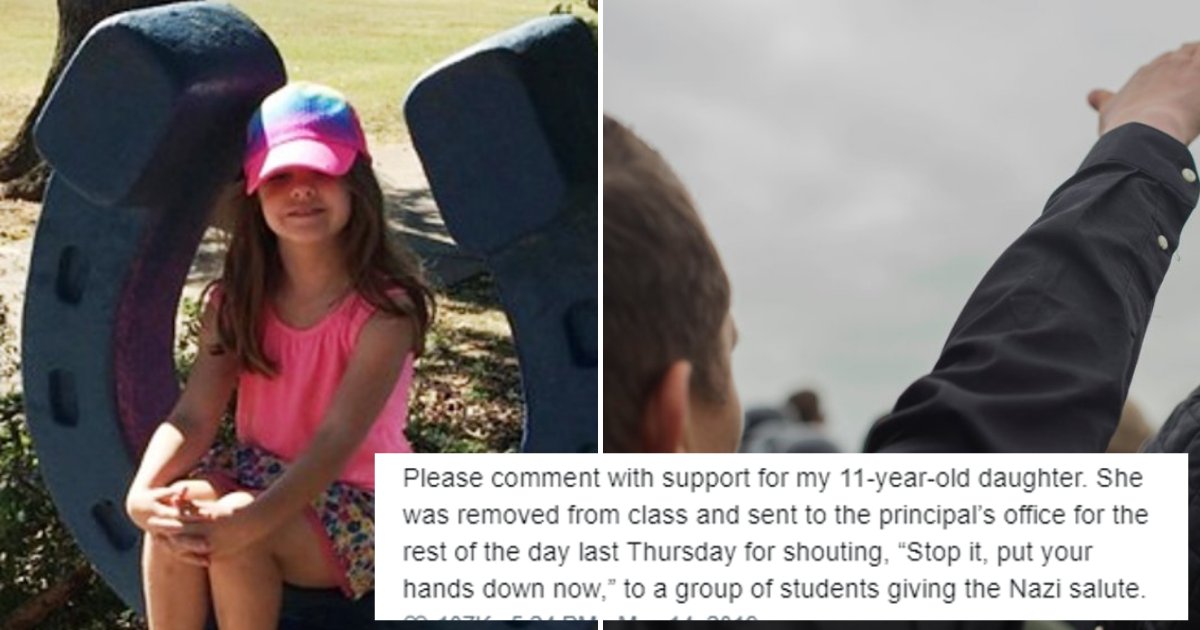 nazi.png?resize=1200,630 - 11-Year-Old Girl Tells Classmates To Stop Making The Nazi Salute, Teacher Removes Her From Class