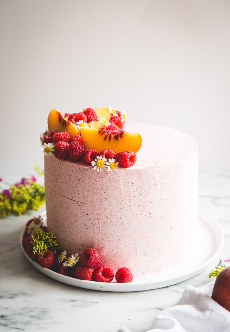 Image result for Pavlova Layer Cake With Raspberries and Peaches