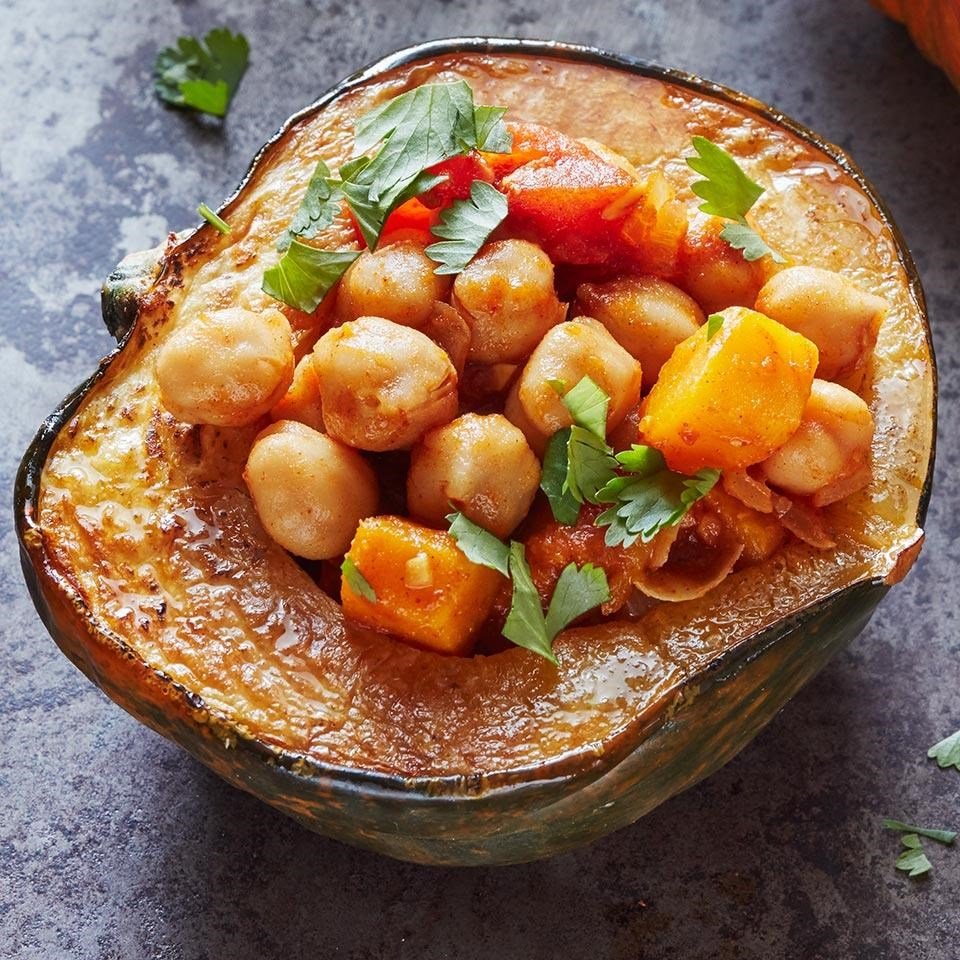 Moroccan Chickpea-Stuffed Acorn Squash