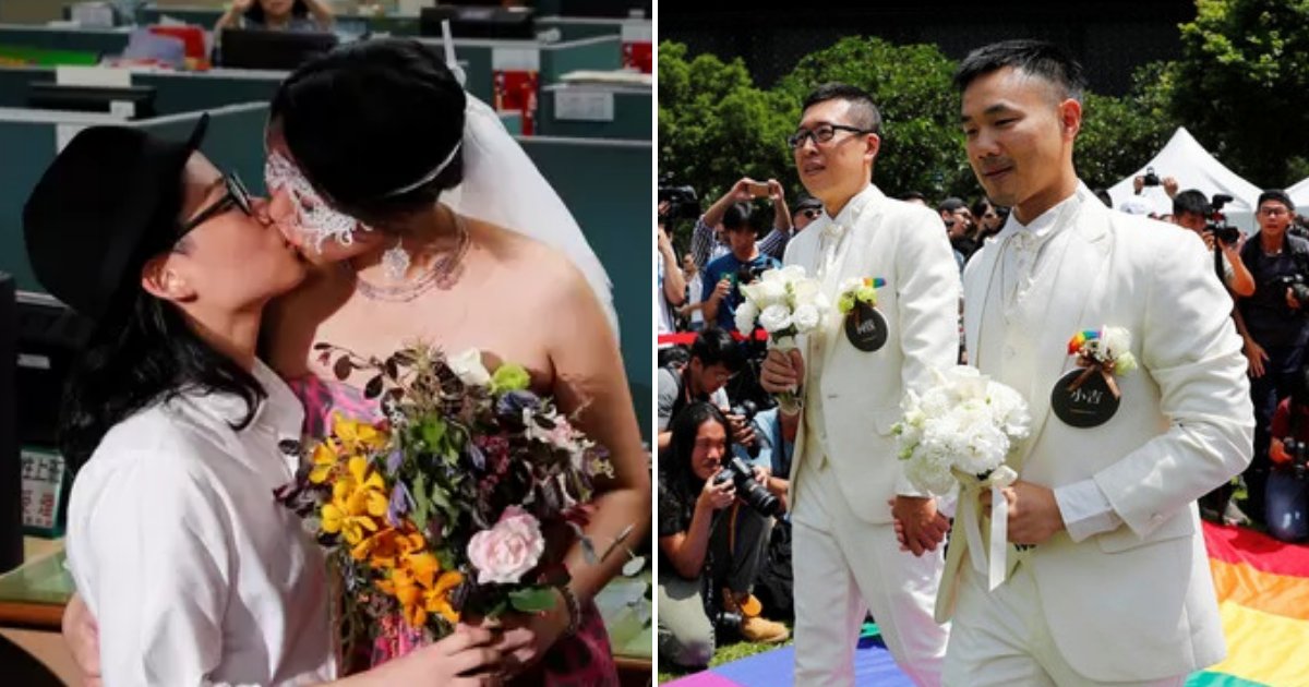 taiwan6.png?resize=1200,630 - Des centaines de couples se sont unis pour célébrer le premier jour du mariage légal entre personnes de même sexe à Taiwan