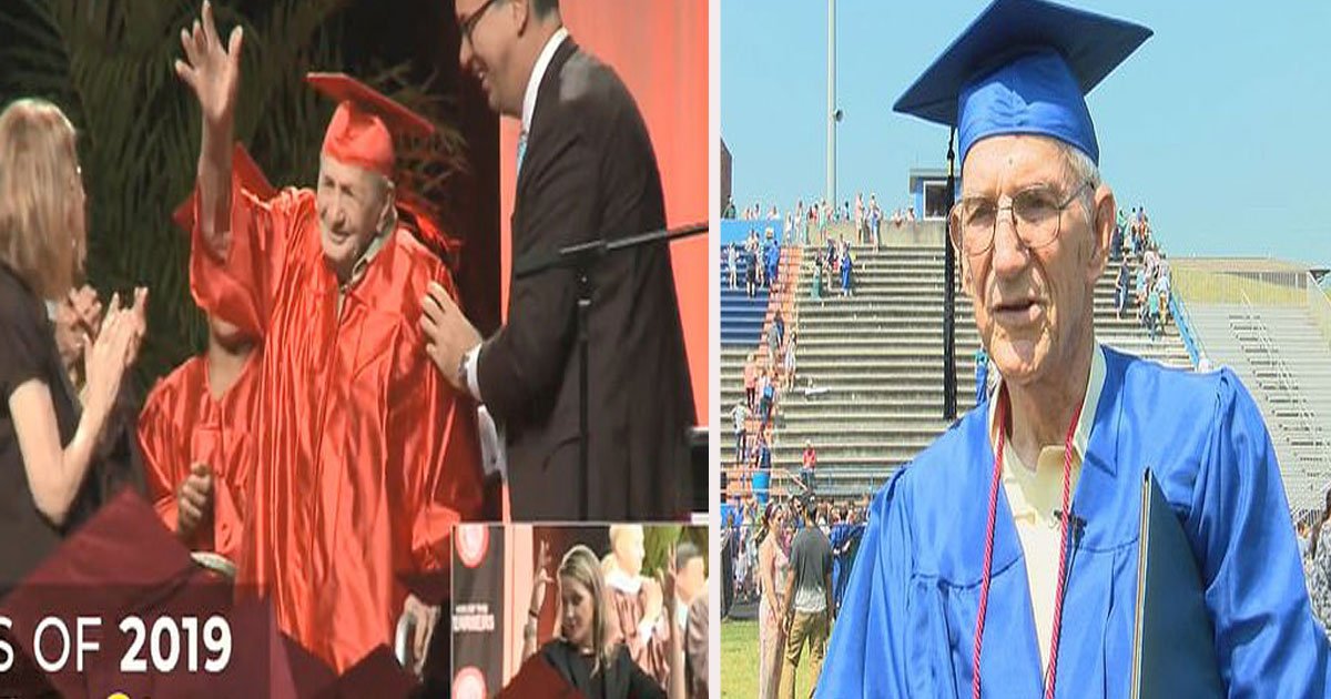 untitled 1 84.jpg?resize=412,275 - Veterans, 95 and 85, Finally Attended Their High School Graduation After Leaving Early 65 Years Ago To Fight In Wars