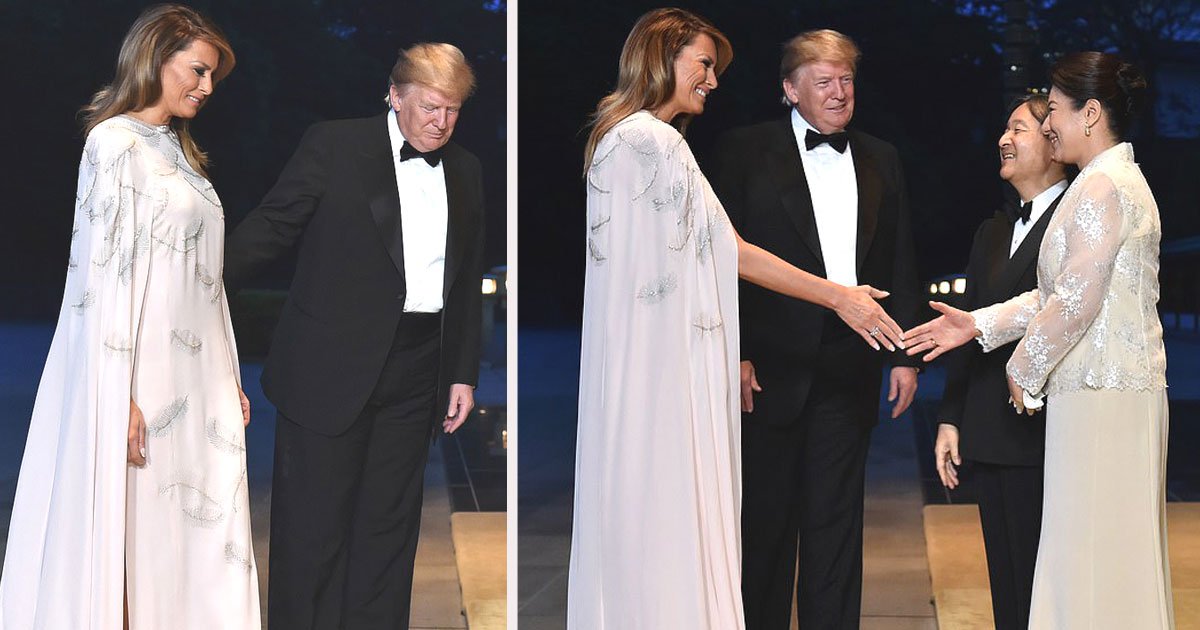 untitled 1 85.jpg?resize=412,275 - Melania Trump Dazzled In A $4,490 J. Mendel Gown For Dinner At The Imperial Palace In Tokyo