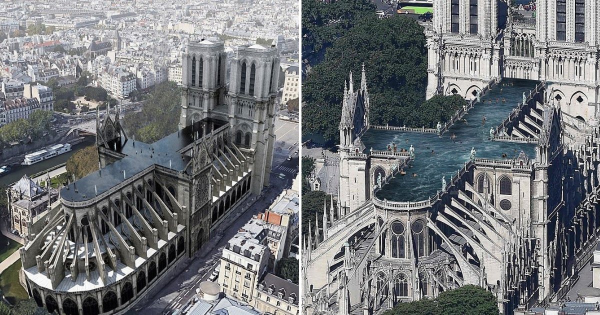 untitled design 74.png?resize=1200,630 - Des architectes proposent de construire une grande piscine au sommet de la cathédrale Notre-Dame qui a brûlé