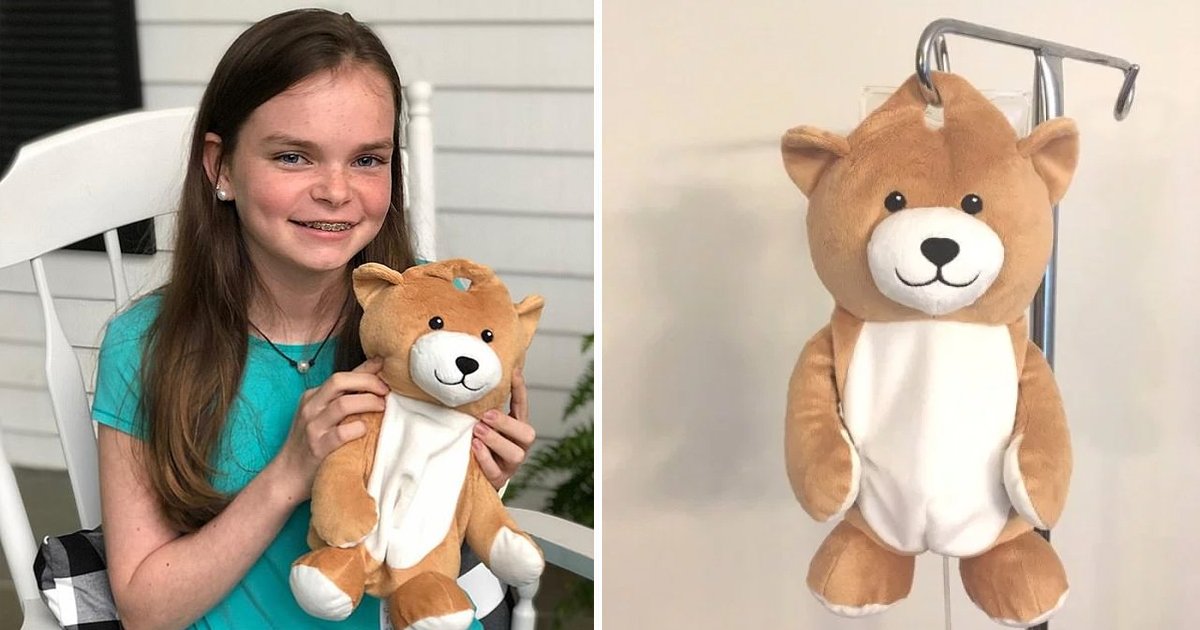 1200x630 dfadf.jpg?resize=1200,630 - Une fillette de 12 ans a inventé "Medi Teddy" pour aider les enfants à avoir moins peur des poches de perfusions