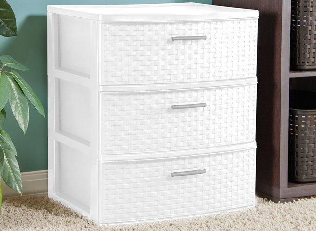 Promising review: &quot;These are exactly what you’d expect from Sterlite. A good-quality and sturdy plastic drawer set. The wicker design looks really nice while keeping what’s inside looking tidy. I used these for a less conventional project and was pleased with the outcome. I have a lack of closet space in one of the kids&#x27; rooms, so we stacked two sets inside to create better storage and it’s a HUGE win! We have tons more storage space and are still able to use the drawers.&quot; —SusanPrice: .44