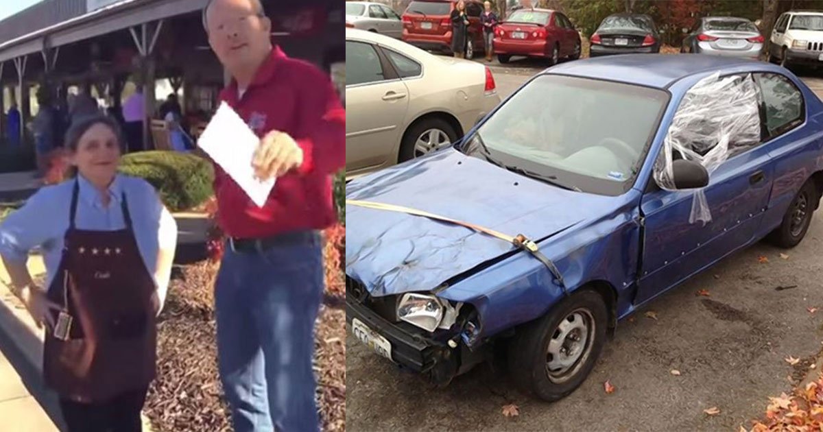 a couple gifted waitress a new car after seeing the bad condition of her old damaged blue car.jpg?resize=1200,630 - Couple Gifted A Waitress A New Car After Seeing The Bad Condition Of Her Old One