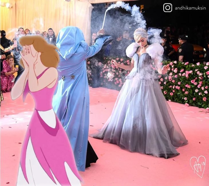 Artista Andhika Muksin recrea personajes Disney; Zendaya con vestido de Cenicienta en la Met gala