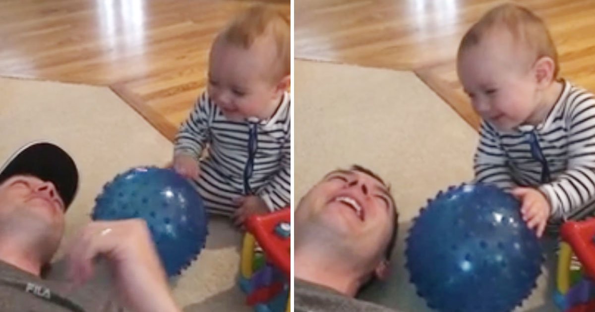 baby pranks dad.jpg?resize=1200,630 - Baby Laughed Out Loud After Pulling A Prank On His Dad