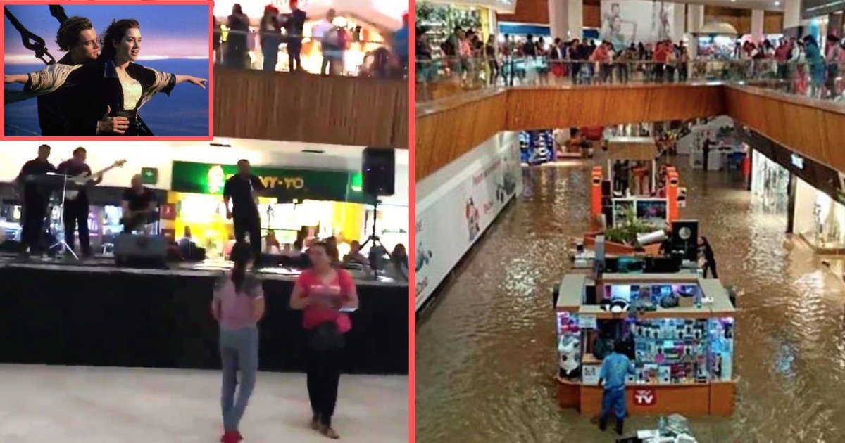 d1 8.png?resize=1200,630 - While the Shopping Mall Floods, a Band Starts Playing Titanic Theme Song