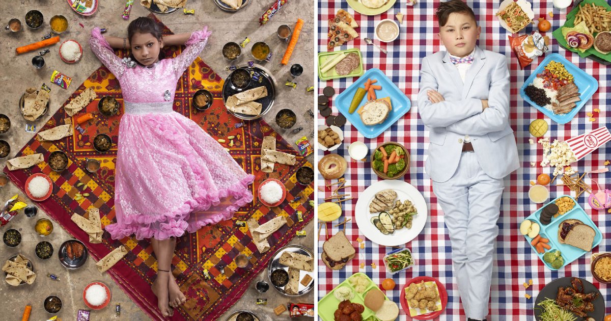 diff food.png?resize=1200,630 - Photos of Children Around the World With Their Usual Meals Within A Week